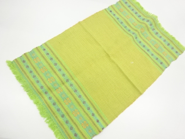 アンティーク　横段に花模様織出しテーブルセンター